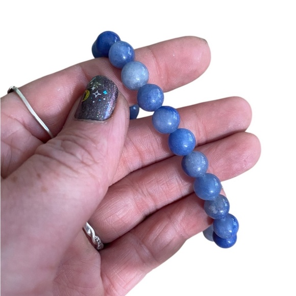 Blue Aventurine All Natural Crystal Stone Healing Properties Stretch Bracelet - Picture 8 of 9